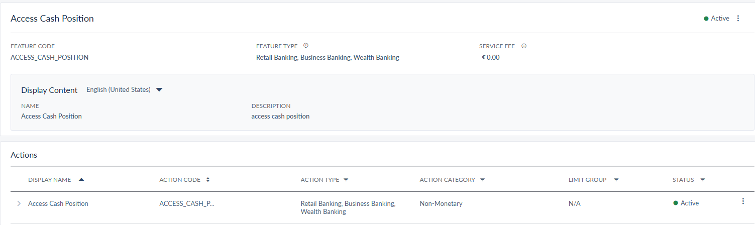 Cash Position Feature Code